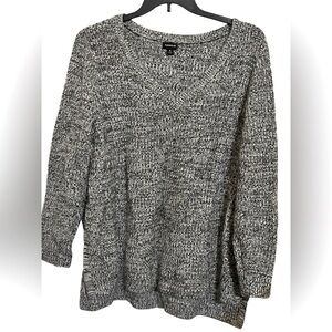 Plus Sz Torrid Sweater 3XL Black/white/gray Chunky Knit Long Sleeve Pullover